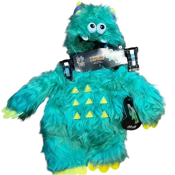 Thrills & Chills Monster Pet Costume - Teal and Yellow NWT XS and S - Picture 1 of 4